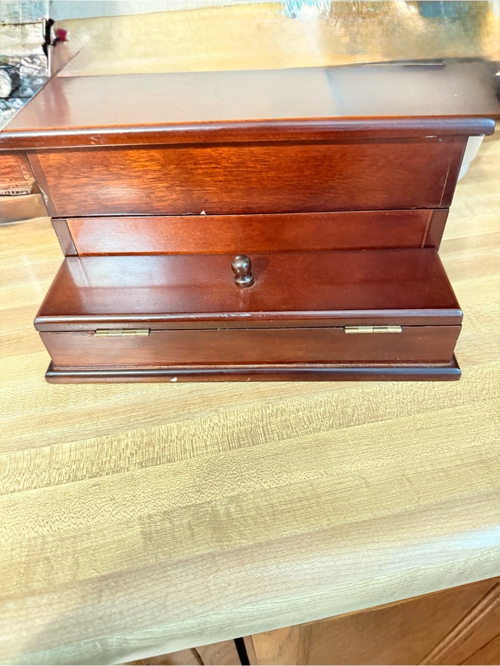 Bombay Wooden Desk Organizer Box in Rich Brown